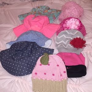 Lot of baby hats. Various styles